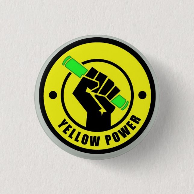 Badge Rond 2,50 Cm Puissance jaune de Pin (Devant)
