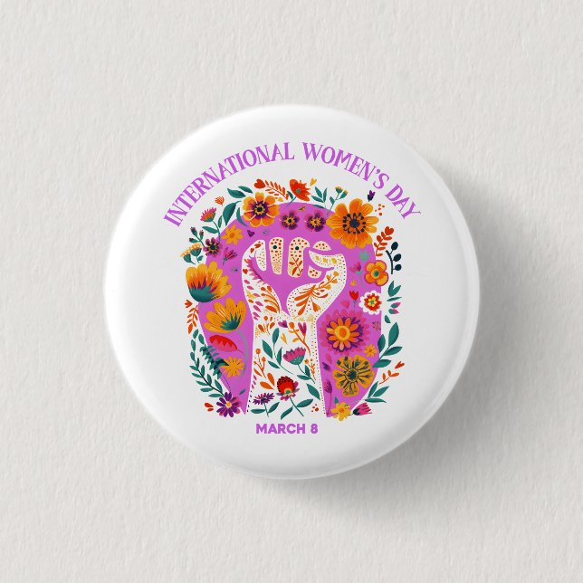 Badge Rond 2,50 Cm Puissante Fête Florale Internationale des Femmes (Devant)