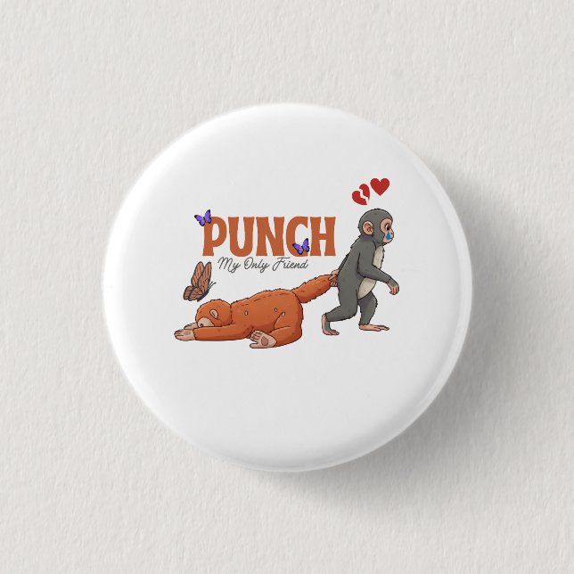 Badge Rond 2,50 Cm ‏Punch‑kun & Plush Monkey – Kawaii for Kids (Devant)