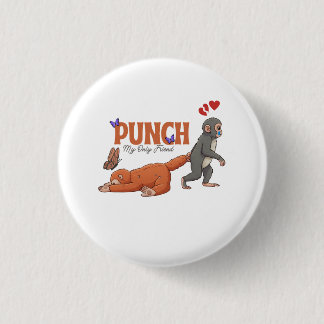 Badge Rond 2,50 Cm Punch‑kun & Plush Monkey – Kawaii pour les enfants