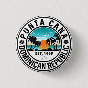 Badge Rond 2,50 Cm Punta Cana République Dominicaine Famille Souvenir