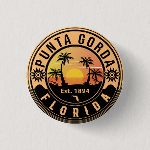 Badge Rond 2,50 Cm Punta Gorda Florida Retro Sunset Souvenirs