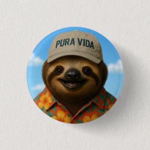 Badge Rond 2,50 Cm Pura Vida AI Paresseux
