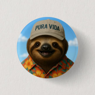 Badge Rond 2,50 Cm Pura Vida AI Paresseux