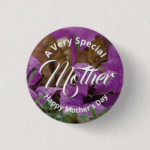 Badge Rond 2,50 Cm Purple Floral HEUREUX FÊTE DE LA MÈRE Église Offre