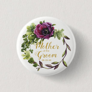 Badge Rond 2,50 Cm Purple Peony Wreath Mère de la salle de gym ID456