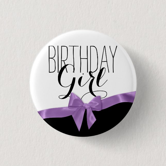 Badge Rond 2,50 Cm Purple Ribbon Bow Anniversaire fille (Devant)