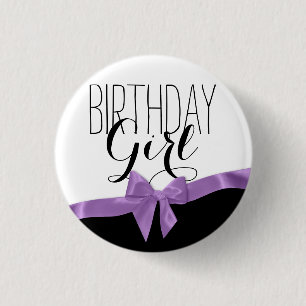 Badge Rond 2,50 Cm Purple Ribbon Bow Anniversaire fille