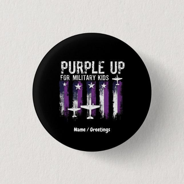 Badge Rond 2,50 Cm Purple Up For Military Kids Drapeau Montrez Votre  (Devant)