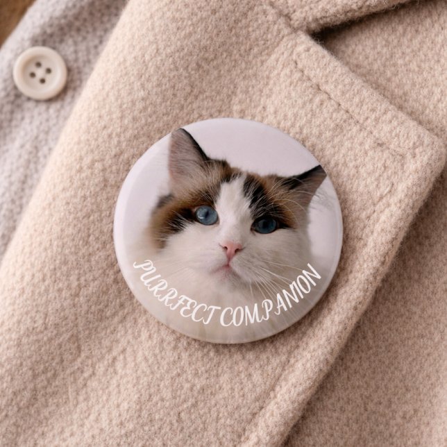 Badge Rond 2,50 Cm Purrfect Companion Custom Pet Photo Cat Lover (purrfect companion button)
