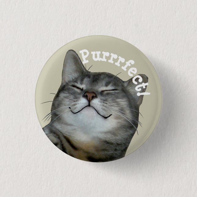 Badge Rond 2,50 Cm Purrfect Smiling chatte chatte cachée (Devant)
