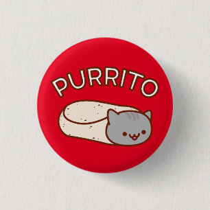 Badge Rond 2,50 Cm PURRITO Chat - Bouton - Chat Burrito