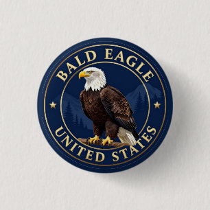 Badge Rond 2,50 Cm 🦅 Pygargue à tête blanche Faune des États-Unis