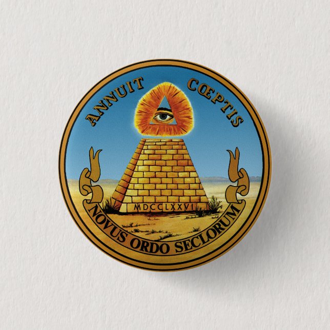 Badge Rond 2,50 Cm Pyramide et oeil - Tous voir l'oeil rond bouton ~ (Devant)