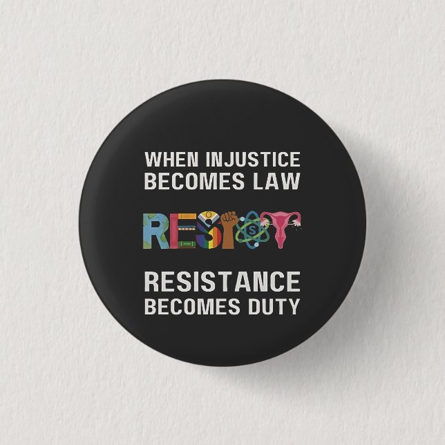 Badge Rond 2,50 Cm Quand L'Injustice Devient Loi, La Résistance Devie (Devant)