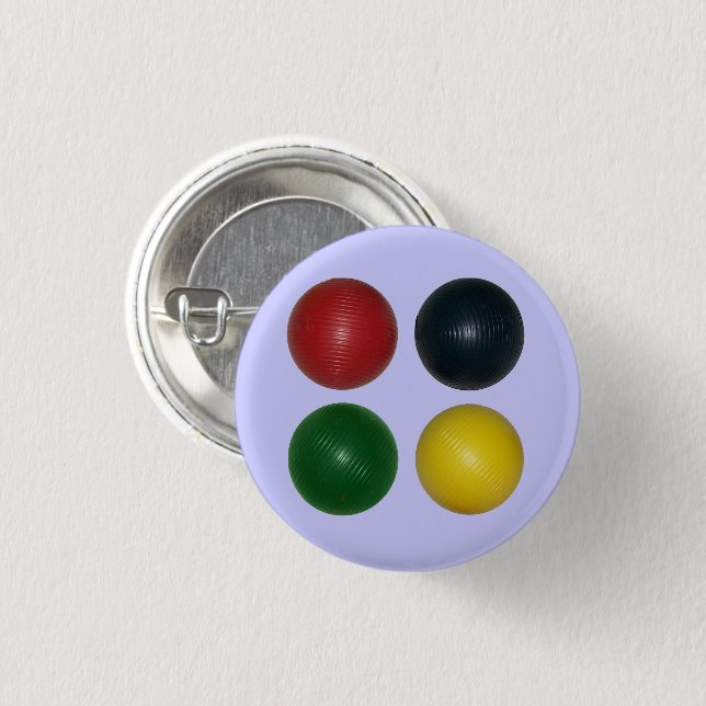 Badge Rond 2,50 Cm Quatre balles de croquet (Devant & derrière)