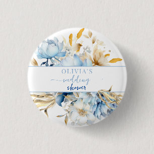 Badge Rond 2,50 Cm Quelque chose de bleu floral or mariage Baby Showe
