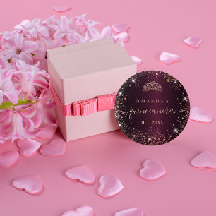 Badge Rond 2,50 Cm Quinceanera burgundy rose gold tiara name script