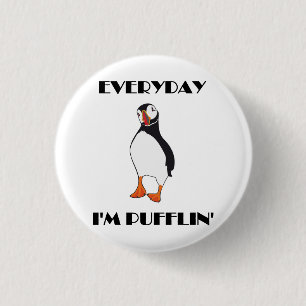 Badge Rond 2,50 Cm Quotidien je suis oiseau de macareux de Pufflin