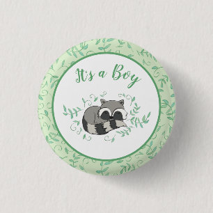 Badge Rond 2,50 Cm Raccoon Baby shower Bois Animaux