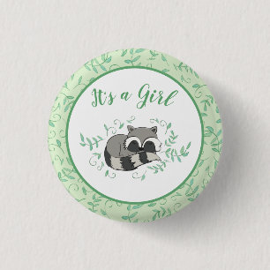 Badge Rond 2,50 Cm Raccoon Baby shower Bois Animaux