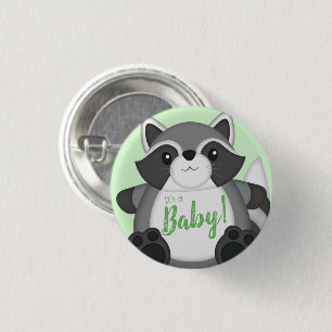 Badge Rond 2,50 Cm Raccoon Baby shower vert