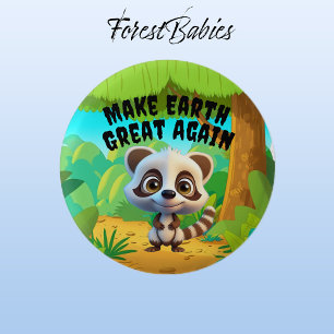 Badge Rond 2,50 Cm Raccoon, Rendre la Terre grande, De l'environnemen