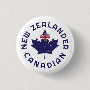 Badge Rond 2,50 Cm Racines néo-zélandaises canadiennes