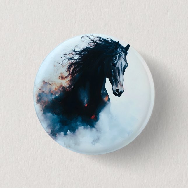 Badge Rond 2,50 Cm Racing Black Horse Portrait Minimalist (Devant)