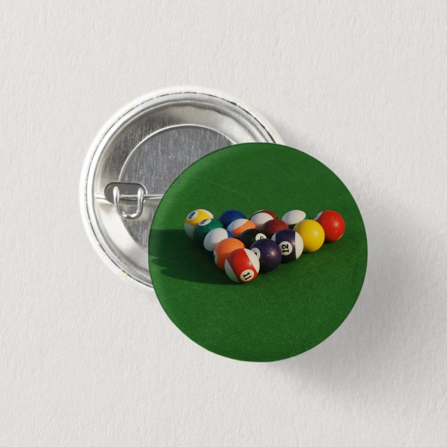 Badge Rond 2,50 Cm Racked Pool Balls Button (Devant & derrière)