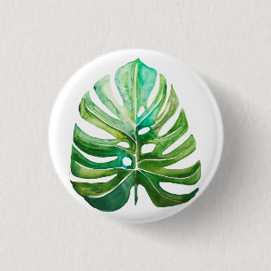 Badge Rond 2,50 Cm Rage sur le bouton de feuille de Monstera