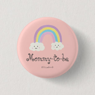 Badge Rond 2,50 Cm Rainbow Baby shower Mommy pour être Pastel Whimsic