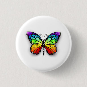 Badge Rond 2,50 Cm Rainbow butterfly Monarch