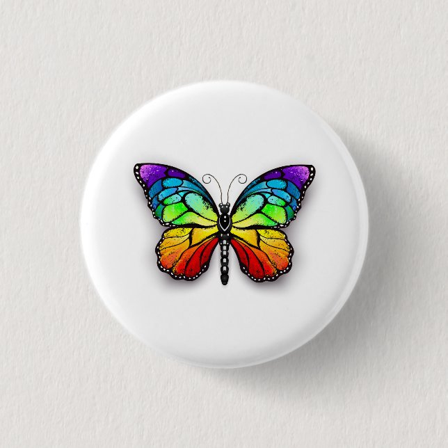 Badge Rond 2,50 Cm Rainbow butterfly Monarch (Devant)