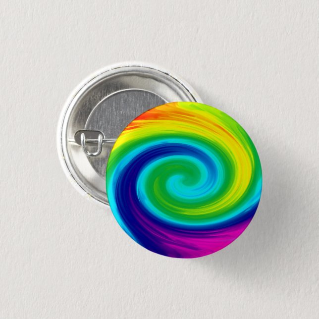 Badge Rond 2,50 Cm Rainbow Swirl Art Design Abstrait (Devant & derrière)