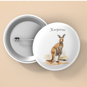 Badge Rond 2,50 Cm Randonneur Outback : Kangourou aquarelle personnal
