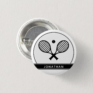 Badge Rond 2,50 Cm Raquette de Tennis Elégante et Ball Cute personnal