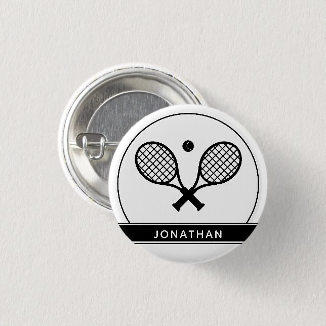Badge Rond 2,50 Cm Raquette de Tennis Elégante et Ball Cute personnal (Devant & derrière)