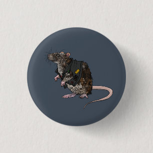 Badge Rond 2,50 Cm Rat Punk Égoutier