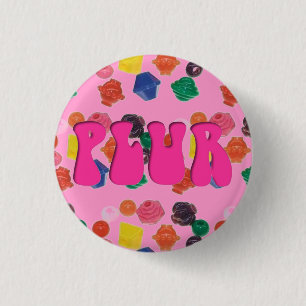 Badge Rond 2,50 Cm Rave Kandi rose "PLUR" Pin