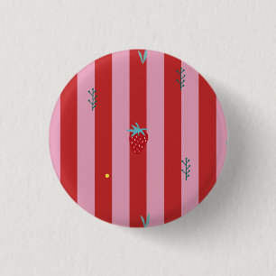 Badge Rond 2,50 Cm rayure rouge et rose, design audacieux avec des fr