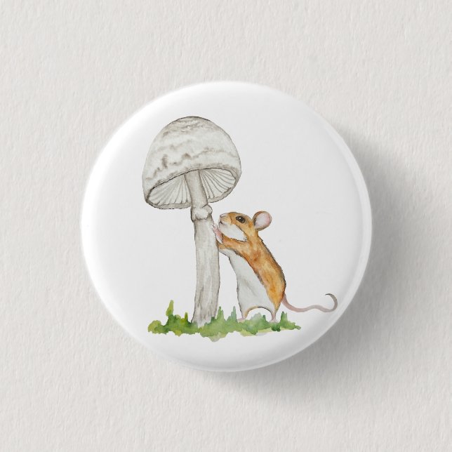 Badge Rond 2,50 Cm Réalisez une souris et un champignon de champ amus (Devant)