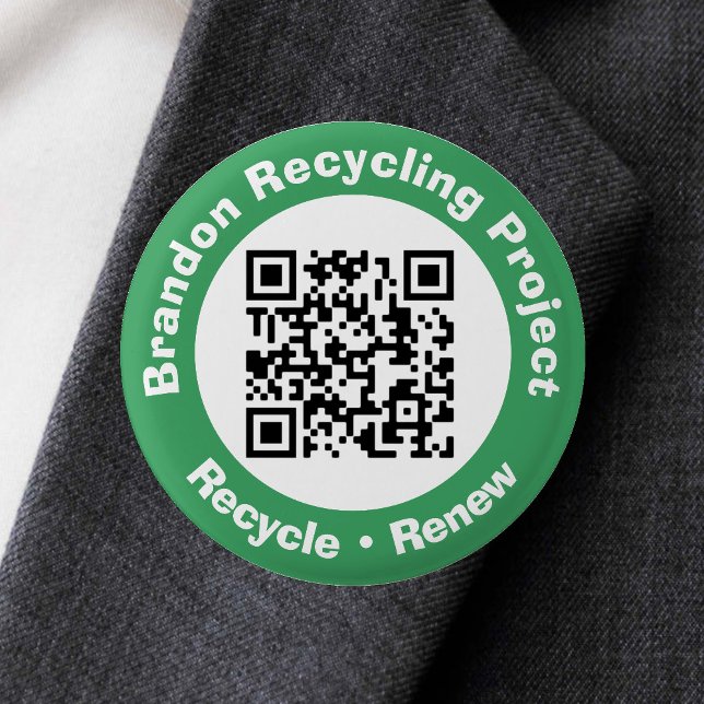 Badge Rond 2,50 Cm Recycling Project QR Code Recycle & Renew. (Créateur téléchargé)