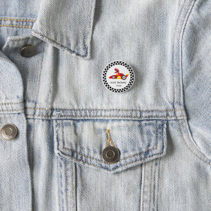 Badge Rond 2,50 Cm Red Birthday Dinosaur race voiture garçon course n
