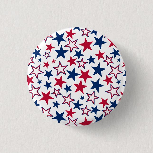 Badge Rond 2,50 Cm Red Blue White Stars Patriotic American Flag Clas (Devant)