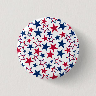 Badge Rond 2,50 Cm Red Blue White Stars Patriotic American Flag Clas