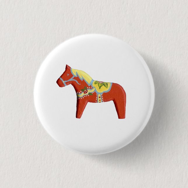 Badge Rond 2,50 Cm Red Dala Horse # 8 pin (Devant)