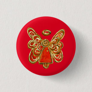 Badge Rond 2,50 Cm Red Guardian Angel Art Custom Holiday Button Pins