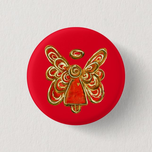 Badge Rond 2,50 Cm Red Guardian Angel Art Custom Holiday Button Pins (Devant)