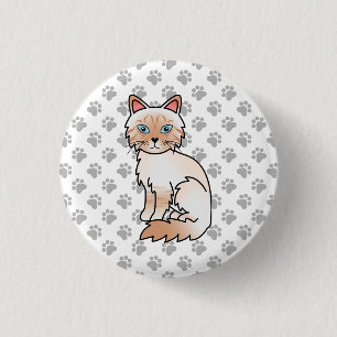 Badge Rond 2,50 Cm Red Point Tabby Birman / Ragdoll Cute Cat & Patrou